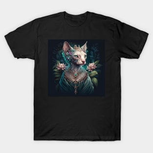 Majestic Floral Goddess Sphynx T-Shirt